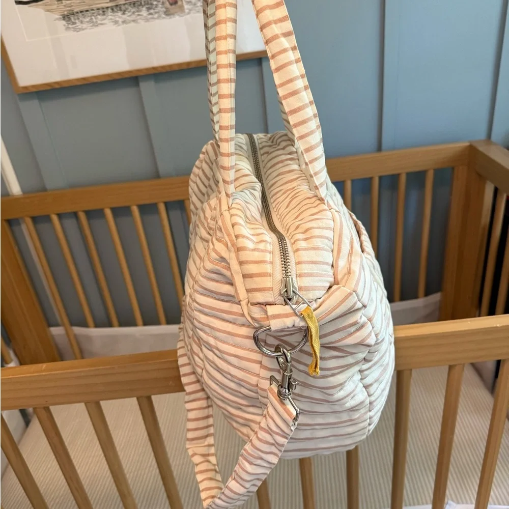 Pehr Blush Striped Diaper Bag